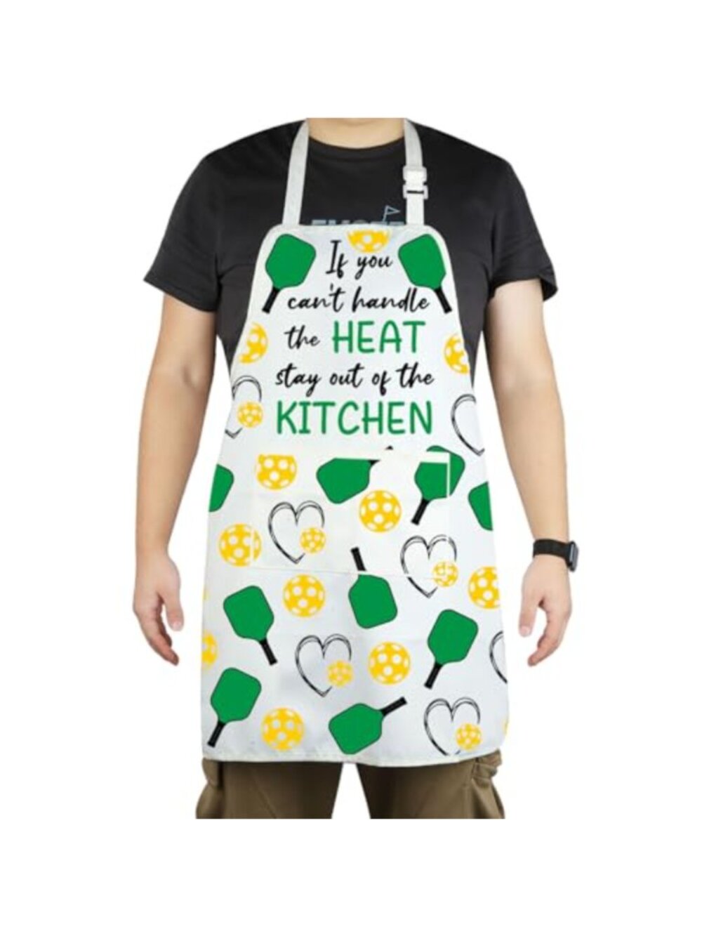 Pickleball Player Kitchen Apron Drawstring 2 Pockets Machine Washable